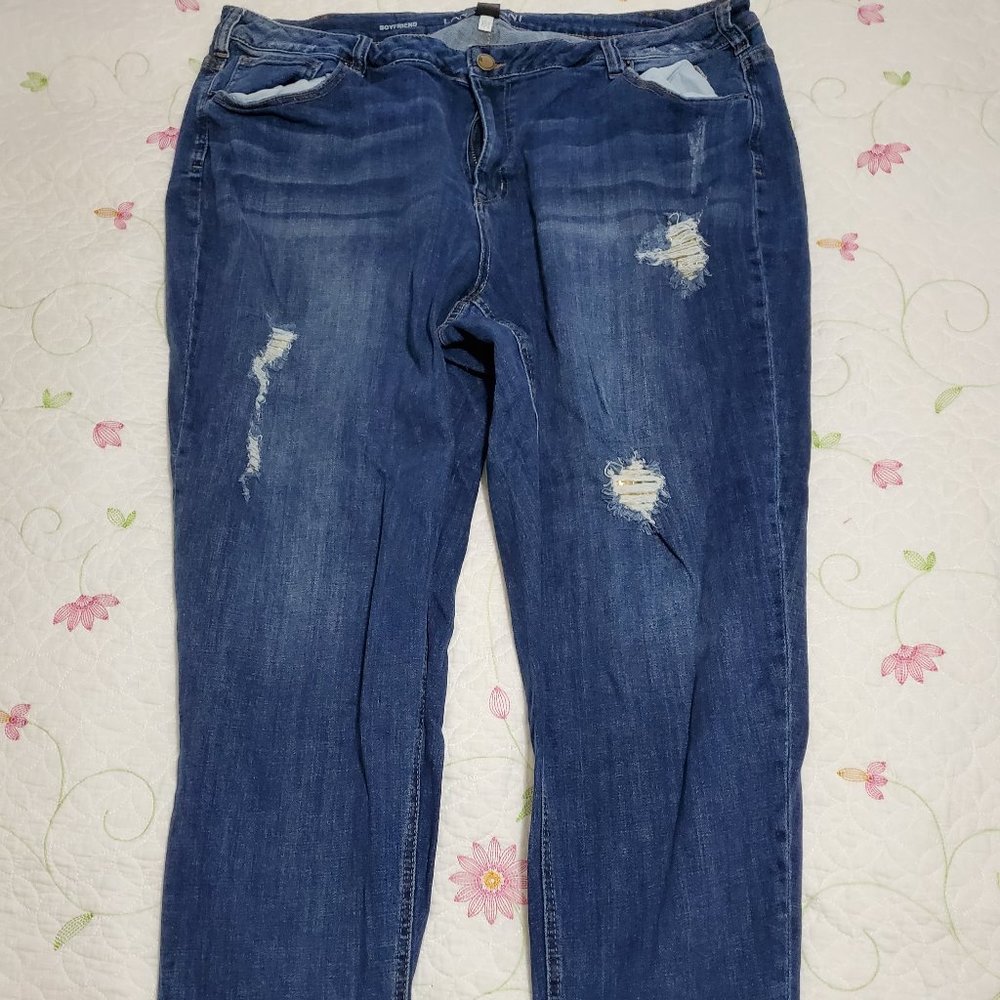 Lane Bryant woman's size 26 distressed boyfriend jeans